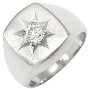 リング 指輪 ダイヤ 0.48ct 印台リング プラチナシルバー プラチナ スクエア 1Pダイヤ ブリリアントカット 20.5号 【中古】