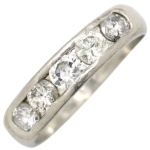 リング 指輪 ダイヤリング プラチナシルバー 一文字 5P 14号 【中古】