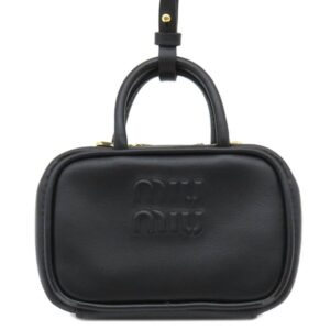 ミュウミュウ MIU MIU バッグチャーム マイクロバッグ チャーム レザー ブラック ゴールド金具 黒 カバンモチーフ 5NR036 【保存袋】 【中古】中古美品