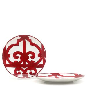 エルメス HERMES 食器 パンプレート No2 ガダルキヴィール 2枚セット 磁器 ポーセリン レッド×ホワイト 新品 未使用 赤 P011112P 【箱】 【中古】未使用保管品