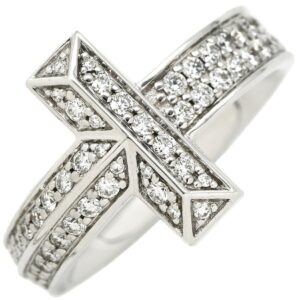 ティファニー Tiffany & Co リング 指輪 Tワン ワイド ダイヤ ホワイトゴールド T＆Co. 750 WG 18金 パヴェダイヤ 10号 68170036 【中古】
