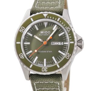 ミドー MIDO オーシャンスター トリビュート M026830A M026.830.18.091.00 OH済 デイデイト バー メンズ 腕時計自動巻き カーキグリーン 【中古】中古美品
