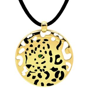 カルティエ Cartier ネックレス パンテール ペラージュ イエローゴールド Au750 18K ツァボライト パンサー 豹 【中古】中古美品