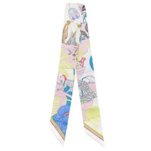 エルメス HERMES スカーフ ツイリー シルク ホワイト×マルチカラー 【PRECIOUS PARADISE/プレシャス パラダイス】 【箱】 【中古】