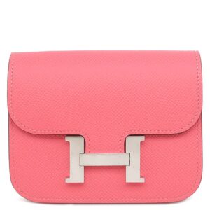 エルメス HERMES 二つ折り財布 コンスタンス スリム ウォレット ヴォーエプソン ローズアザレ シルバー金具 2024年製 W 【箱】 【中古】