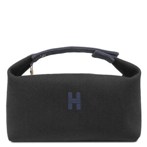 エルメス HERMES ポーチ ブリッド ア ブラック GM ジグザグ トワルアッシュ ブラック×ブルーニュイ シルバー金具 黒 紺 バニティ Hロゴ トワルH 【中古】中古美品