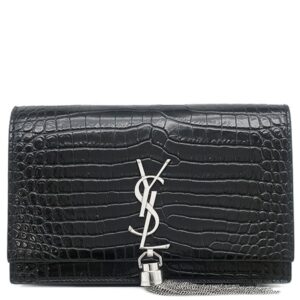 サンローラン SAINT LAURENT 2WAYバッグ ケイト タッセル チェーンウォレット レザー ブラック シルバー金具 ショルダー モノグラム カサンドラ 黒 型押し 【中古】中古美品