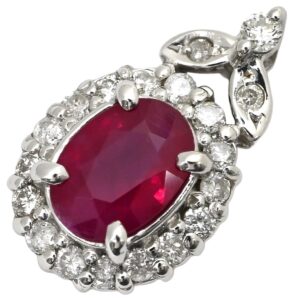 ペンダントトップ ルビー 0.72ct ダイヤ 0.21ct レッド×ホワイトゴールド 赤 1P 1粒 1石 ネックレストップ 18K 750 WG 【中古】中古品
