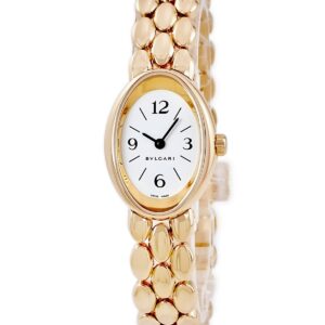 ブルガリ BVLGARI オーバル OV27G K18YG無垢 イエローゴールド ホワイト 白 アラビア バー レディース 腕時計クオーツ ホワイト 【中古】中古美品