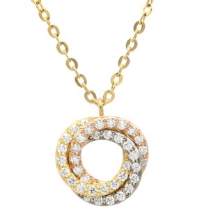 カルティエ Cartier ネックレス ペンダント ダイヤモンド イエローゴールド×ピンクゴールド×ホワイトゴールド Cartier トリプルカラー 18金 750 パヴェダイヤ 【中古】