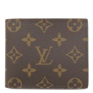 ルイヴィトン LOUIS VUITTON 二つ折り財布 マルコ NM モノグラムキャンバス モノグラム ゴールド金具 茶 イニシャル刻印有り M62288 RFID 【箱】 【中古】