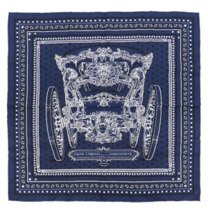 エルメス HERMES スカーフ カレ55 CARRE シルク ネイビー 【Grand Carrosse pour vn Ambassadeur/大使の偉大な運送】 【箱】 【中古】