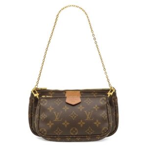 【★3%OFFクーポン】ルイヴィトン LOUIS VUITTON ショルダーバッグ ミュルティ ポシェット アクセソワール モノグラムキャンバス カーキ ゴールド金具 ポーチ M44813 MB2270 【中古】中古品
