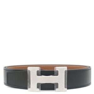 エルメス HERMES ベルト コンスタンスH ＃95 トゴ ボックスカーフ ブラック×ゴールド #95 シルバー金具 新品未使用 Hバックル ベルトバックル レザーベルト キット K刻印(2025年製) 【箱】 【中古】