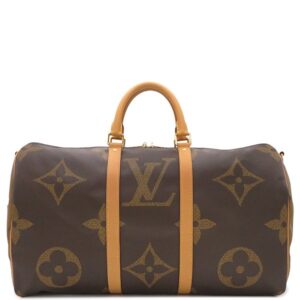 ルイヴィトン LOUIS VUITTON ボストンバッグ キーポル バンドリエール50 レザー モノグラムジャイアントリバースキャンバス モノグラムジャイアントリバース ゴールド金具 茶 M44739 RFID 【箱】 【中古】