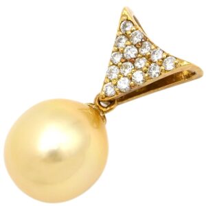 ペンダントトップ パール ダイヤ イエローゴールド 白蝶パール 【中古】