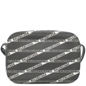 バレンシアガ BALENCIAGA ショルダーバッグ エブリデイ カメラバッグ レザー ブラック×グレー×ホワイト シルバー金具 ロゴ 総柄 ショルダー 552370 【中古】