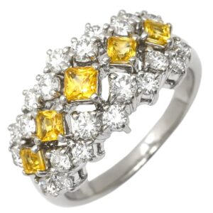 タサキ TASAKI リング 指輪 サファイア ダイヤ デザインリング イエロー×プラチナシルバー TASAKI プリンセスカット プラチナ 12号 【中古】中古品