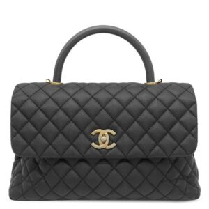 シャネル CHANEL 2WAYバッグ トップハンドル キャビアスキン ブラック ヴィンテージ金具 ココマーク ハンドバッグ ショルダー 23****** 【保存袋】 【中古】中古美品