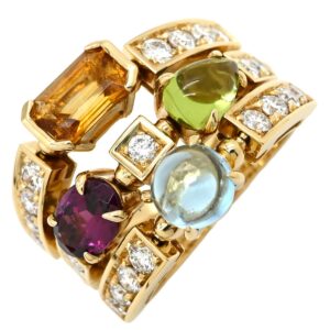 ブルガリ BVLGARI リング 指輪 アレグラリング イエローゴールドXマルチカラー K18YG 18K 750 18金 ダイヤ マルチストーン 10.5号 【箱】 【中古】中古美品