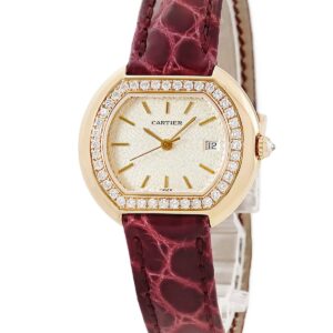 カルティエ Cartier エリプスLM 81162091 K18YG無垢 純正ダイヤ ヴィンテージ レディース 腕時計クオーツ ベージュ 【中古】中古美品