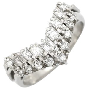 リング 指輪 ダイヤモンド 0.50ct リング プラチナシルバー V字 Vライン プラチナ900 11号 【中古】