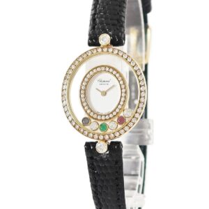 ショパール CHOPARD ハッピーダイヤモンド 20/4292-24 K18YG無垢 純正ダイヤ&カラーストーン ムービング レディース 腕時計クオーツ ホワイト 【中古】中古美品