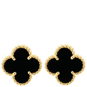 ヴァンクリーフアーペル Van Cleef & Arpels ピアス スウィート アルハンブラ ブラック×イエローゴールド 黒 オニキス 750 YG 18K 両耳用 VCARA44900 【中古】中古美品