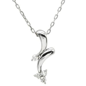 ネックレス ダイヤモンド 0.10ct デザインペンダント ホワイトゴールド 18K 750WG 4P ラウンドブリリアントカット 【中古】中古美品
