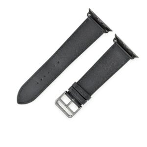 エルメス HERMES 腕時計パーツ 純正 アップルウォッチ 44 45 46 49mm用 レザー ステンレススチール ノワール 新品同様 レザー ベルト 35ｍｍ PVD 尾錠付き 【中古】