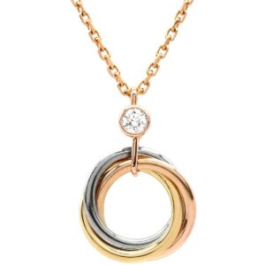 カルティエ Cartier ネックレス ベビー トリニティ ホワイトゴールド×イエローゴールド×ピンクゴールド スリーカラー Au750 18K 3連 1P 1石 1粒 ダイヤ B7224815 【中古】