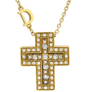 ダミアーニ DAMIANI ネックレス ベルエポック XS イエローゴールド 750 18金 クロス 十字架 ダイヤモンド 20083491 【中古】中古美品