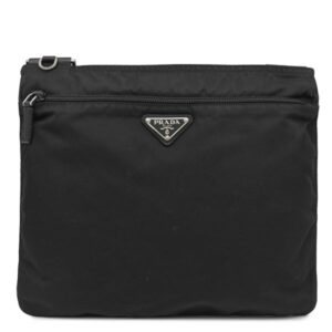 プラダ PRADA ショルダーバッグ 三角ロゴ ショルダー ナイロン ブラック シルバー金具 黒 斜め掛け ナイロンバッグ 【中古】中古品