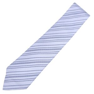 エルメス HERMES ネクタイ シルクタイ 9cm シルク ブルー ストライプ 【箱】 【中古】