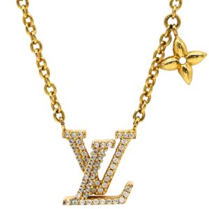 ルイヴィトン LOUIS VUITTON ネックレス LV アイコニック GP ストラス ラインストーン ゴールド ロゴ モノグラムフラワー LVイニシャル LVサークル M00596 TE3273 【中古】