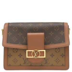 ルイヴィトン LOUIS VUITTON ショルダーバッグ ドーフィーヌ MM レザー モノグラムキャンバス モノグラムリバースキャンバス ブラウン×ベージュ ゴールド金具 茶 チェーンショルダー M44391 CA0271 【中古】