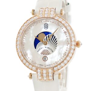 ハリーウィンストン Harry Winston プルミエール ムーンフェイズ PRNQMP36RR001 K18RG無垢 純正ダイヤ シェル レディース 腕時計クオーツ ホワイト 【中古】中古美品