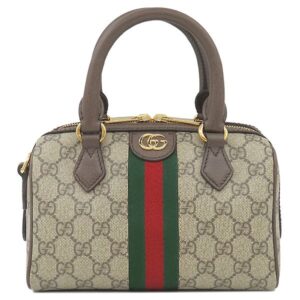 グッチ GUCCI 2WAYバッグ オフィディア スモール ボストンバッグ GGスプリームキャンバス レザー ベージュ×ダークブラウン ゴールド金具 茶 シェリー 517350 【保存袋】 【中古】