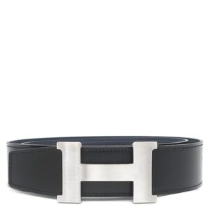 エルメス HERMES ベルト コンスタンスH #85 ボックスカーフ トゴ ブラック×ブルーインディゴ #85 マットシルバー金具 Hバックル リバーシブル W 【箱】 【中古】新品同様品