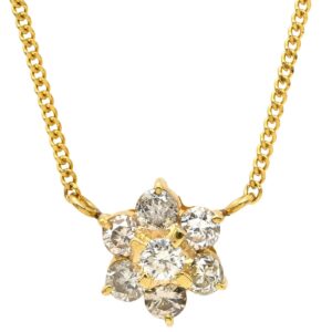 ネックレス ダイヤペンダント イエローゴールド 18K 7P 7石 7粒 ダイヤモンド フラワーモチーフ 【中古】中古美品
