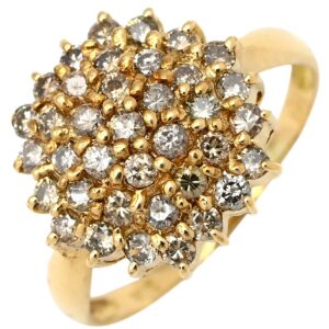 【SALE】 リング 指輪 ダイヤリング フラワーモチーフ イエローゴールド 花 18KT 750 YG ダイヤモンド 大きめ 1.00ct 16号 【中古】