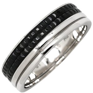 ブシュロン BOUCHERON リング 指輪 キャトル ブラック ハーフ ラージモデル ホワイトゴールド×ブラック #61 Au750 18K 20.5号 JAL00206 【中古】