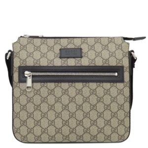 グッチ GUCCI ショルダーバッグ GGスプリーム メッセンジャーバッグ GGスプリームキャンバス レザー ベージュ×ブラック シルバー金具 779865 【中古】新品同様品