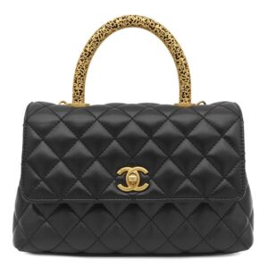 シャネル CHANEL 2WAYバッグ ココハンドル 24 ラムスキン ブラック マットゴールド金具 トップハンドル ココマーク ランダムシリアル 【保存袋】 【中古】新品同様品
