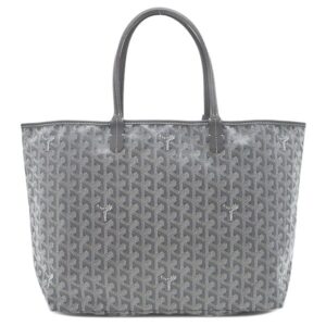ゴヤール GOYARD トートバッグ サンルイPM PVCコーティングキャンバス ゴヤールディンキャンバス シュヴロッシュカーフスキン グレー シルバー金具 リバーシブル ヘリンボーン 【保存袋】 【中古】未使用保管品