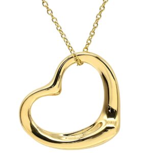 ティファニー Tiffany & Co ネックレス オープンハート 21.5mm イエローゴールド T＆Co. Au750 18K 18金 エルサペレッティ 【中古】新品同様品