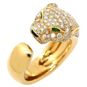 カルティエ Cartier リング 指輪 パンテール ドゥ カルティエ MM ダイヤ イエローゴールド #51(JP11) 18K 750YG オニキス ツァボライト 10号 N4225000 【中古】中古美品