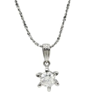ネックレス ダイヤ 0.58ct ペンダント シルバー 1P 1石 1粒 ブリリアントカット スイング 【中古】中古美品