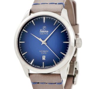 チュチマ Tutima フリーガー エアロクラブ デイト 6105-53 新品同様 ダークブルー 青 バー シースルーバック メンズ 腕時計自動巻き ブルー 【中古】