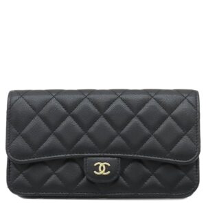 シャネル CHANEL ショルダーバッグ マトラッセ チェーン フォンケース レザー キャビアスキン ブラック ゴールド金具 AP3744 ランダム番 【箱】 【中古】